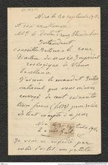 Nachlass Franz Steindachner, Brief von Louis Gal an Franz Steindachner (30.09.1911), Inv.Nr. 149.19, Seite 1